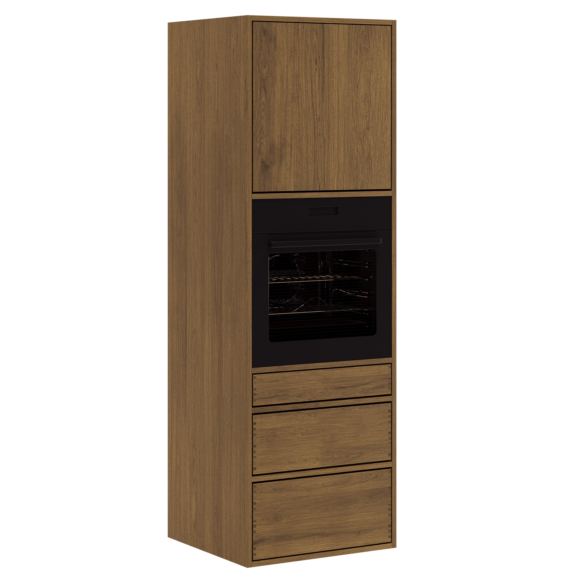 60 cm Dunkel geölt Just Wood Push Hochschrank für den Ofen